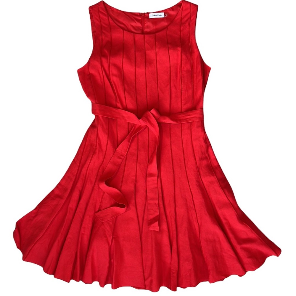 Calvin Klein orange/red sleeveless dress Fit and flare Sz 10